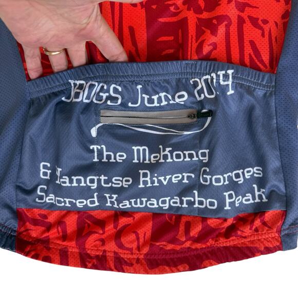 Boom Mens Cycling Jersey Shirt Medium Red Gray Zip Pockets Mekong Athleticwear‎ - Picture 9 of 11